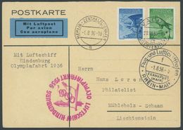 ZULEITUNGSPOST 427 BRIEF, Liechtenstein: 1936, Olympiafahrt, Prachtbrief - Correo Aéreo & Zeppelin