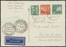 ZULEITUNGSPOST 124Ca BRIEF, Niederlande: 1931, 1. Südamerikafahrt, Bis Rio De Janeiro, Prachtkarte - Airmail & Zeppelin