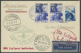 ZULEITUNGSPOST 166a BRIEF, Niederlande: 1932, Schweizfahrt, Abwurf Zürich, Prachtbrief, Nur 17 Briefe Bekannt! - Airmail & Zeppelin