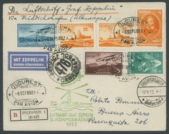 ZULEITUNGSPOST 177 BRIEF, Rumänien: 1932, 6. Südamerikafahrt, Einschreibbrief, Pracht - Correo Aéreo & Zeppelin
