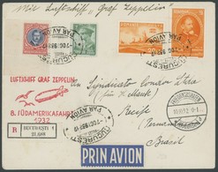 ZULEITUNGSPOST 189 BRIEF, Rumänien: 1932, 8. Südamerikafahrt, Einschreibbrief, Pracht - Airmail & Zeppelin