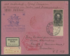 ZULEITUNGSPOST 232B BRIEF, Russland: 1933, 7. Südamerikafahrt, Anschlußflug Ab Berlin, Einschreibbrief Mit R-Zettel MOSC - Correo Aéreo & Zeppelin