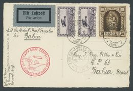 ZULEITUNGSPOST 57L BRIEF, Saargebiet: 1930, Südamerikafahrt, Bis Bahia, Frankiert U.a. Mit Mi.Nr. 103, Englischer Absend - Airmail & Zeppelin