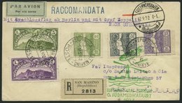 ZULEITUNGSPOST 177 BRIEF, San Marino: 1923, 6. Südamerikafahrt, Einschreibbrief, Pracht - Airmail & Zeppelin