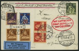 ZULEITUNGSPOST 52 BRIEF, Schweiz: 1930, Spanienfahrt, Prachtkarte - Airmail & Zeppelin