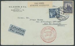 ZULEITUNGSPOST 283b BRIEF, Tschechoslowakei: 1934, 11. Südamerikafahrt, Gablonz - Berlin - Friedrichshafen - Rio De Jane - Airmail & Zeppelin