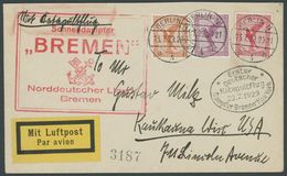 KATAPULTPOST 1a BRIEF, 22.7.1929, Bremen - New York, Landpostaufgabe, Prachtbrief - Correo Aéreo & Zeppelin