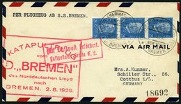 KATAPULTPOST 2c BRIEF, 1.8.1929, &quot,Bremen&quot, - Bremen, Deutsche Seepostaufgabe, Prachtbrief - Airmail & Zeppelin