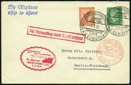 KATAPULTPOST 47c BRIEF, 8.6.1931, &quot,Europa&quot, - Southampton, Deutsche Seepostaufgabe, Prachtbrief - Luchtpost & Zeppelin