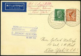 KATAPULTPOST 48b BRIEF, 12.6.1931, Bremen - New York, Seepostaufgabe, Prachtkarte - Correo Aéreo & Zeppelin