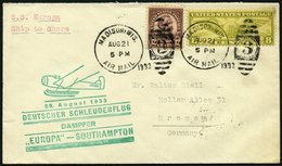 KATAPULTPOST 138a BRIEF, 28.8.1933, &quot,Europa&quot, - Southampton, US-Landpostaufgabe, Prachtbrief - Luft- Und Zeppelinpost