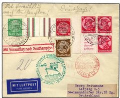 KATAPULTPOST 164c BRIEF, 12.7.1934, Europa - Southampton, Deutsche Seepostaufgabe, Frankiert Mit S 104 Und KZ 17, Drucks - Airmail & Zeppelin