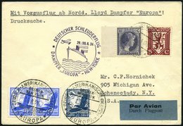 KATAPULTPOST 174Lu BRIEF, Luxemburg: 29.8.1934, Europa - New York, Zweiländerfrankatur, Drucksache, Prachtbrief, RRR!, N - Luft- Und Zeppelinpost