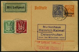 SPÄTERE FLÜGE (SPF) 21.4.11 BRIEF, 4.9.1922, Augsburg-München, PP 50 Mit Zusatzfrankatur (Mi.Nr. 213/4), Prachtkarte - Aviones