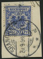 DP CHINA V 48d BrfStk, 1898, 20 Pf. Violettultramarin, Stempel SHANGHAI **a, Prachtbriefstück, Gepr. Bothe - Deutsche Post In China
