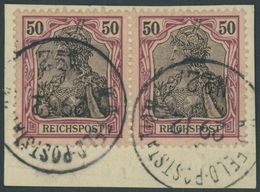 DP CHINA P Vg Paar BrfStk, Petschili: 1900, 50 Pf. Reichspost Im Waagerechten Paar Auf Postabschnitt (rückseitige Telegr - China (offices)