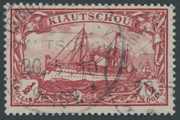 KIAUTSCHOU 24 O, 1905, 1/2 $ Dunkelkarminrot, Ohne Wz., Stempel TSINGTAU-GR. HAFEN, Pracht - Kiautschou