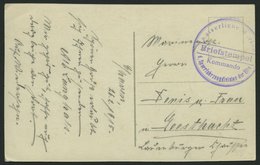 MSP VON 1914 - 1918 (Sperrfahrzeugdivision Der Elbe), 26.2.1915, Violetter Briefstempel, Feldpost-Ansichtskarte Von Bord - Maritime