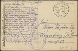 DT. FP IM BALTIKUM 1914/18 22. Landwehr-Division Der Feldpoststation 380 Zugeteilt, 26.6.17, Mit Tarnstempel DEUTSCHE FE - Lettland