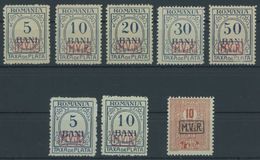MV In RUMÄNIEN P 1-8 **, Portomarken: 1918, 8 Verschiedene Postfrische Werte, Pracht, Mi.Nr. 6 Und 7 Gepr. Hey, Mi. 580. - Besetzungen 1914-18