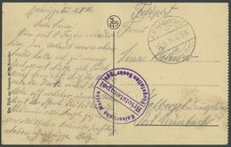FELDPOST I.WK 1916, Ansichtskarte Mit Stempel K.D. FELDPOSTAMT MARINE-KORPS Und Violettem Briefstempel KAISERLICHE MARIN - Besetzungen 1914-18