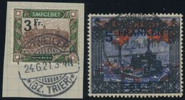 SAARGEBIET 82 BrfStk,83 O , 1921, 3 Fr. Auf 10 M. Und 5 Fr. Auf 25 M., 2 Prachtwerte, Mi. 77.- - Otros & Sin Clasificación