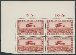 SAARGEBIET 126I VB **, 1928, 50 C. Flugpost Im Linken Oberen Eckrandviererblock Mit Plattenfehler PF I Und V, Postfrisch - Other & Unclassified
