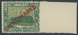 SAARGEBIET D 10 **, 1922, 75 C. Steingutfabrik, Rechtes Randstück, Postfrisch, Pracht, Mi. 100.- - Altri & Non Classificati