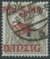 FREIE STADT DANZIG 30II O, 1920, 5 M. Auf 2 Pf., Hellgrauer Netzunterdruck, Spitzen Nach Unten, Zeitgerechte Entwertung, - Otros & Sin Clasificación