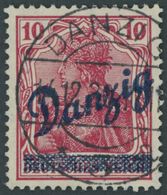 FREIE STADT DANZIG 36a O, 1920, 10 Pf. Dunkelrosarot Kleiner Innendienst, Zeitgerechte Entwertung, Pracht, Gepr. Erdwien - Sonstige & Ohne Zuordnung