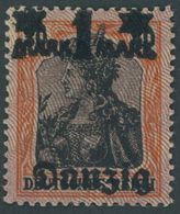 FREIE STADT DANZIG 41II/IV **, 1920, 1 M. Auf 30 Pf., Doppelter Lilagrauer Netzunterdruck, Spitzen Nach Unten, Postfrisc - Sonstige & Ohne Zuordnung