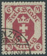 FREIE STADT DANZIG 109b O, 1922, 6 M. Rotkarmin, Zeitgerechte Entwertung, Pracht, Gepr. Gruber Und Infla, Mi. 200.- - Otros & Sin Clasificación