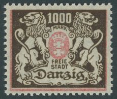 FREIE STADT DANZIG 145X **, 1923, 1000 M. Rot/schwarzbraun, Wz. 3X, Postfrisch, Pracht, Kurzbefund Soecknick, Mi. 950.- - Sonstige & Ohne Zuordnung