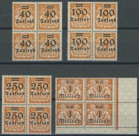 FREIE STADT DANZIG 158-60,163 VB **, 1923, 40 - 250 T Und 1 Mio. Auf 10000 M. In Viererblocks, Postfrisch, Pracht, Mi. 2 - Other & Unclassified