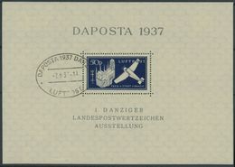 FREIE STADT DANZIG Bl. 2a O, 1937, Block DAPOSTA In Schwärzlichviolettultramarin, Sonderstempel, Pracht, Gepr. Gruber, M - Other & Unclassified