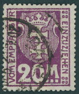 PORTOMARKEN P 14 O, 1922, 20 M. Dunkelviolettpurpur, Pracht, Gepr. Soecknick Und Infla, Mi. 80.- - Altri & Non Classificati