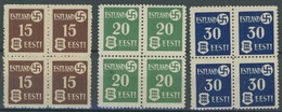 ESTLAND 1-3x VB **, 1941, Landespost, Gestrichenes Papier, In Viererblocks, Postfrisch, Pracht, Mi. 240.- - Occupation 1938-45