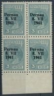 PERNAU 3IIA VB **, 1931, 3 K. Dunkelgrünlichblau, Gezähnt, Type II, Im Unterrandviererblock, Postfrisch, Pracht, Fotoatt - Occupation 1938-45