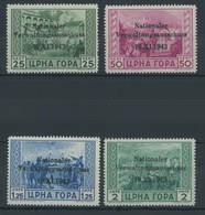 MONTENEGRO 10-13 **, 1943, 25 C. - 2 L. Nationaler Verwaltungsausschuss, 4 Postfrische Prachtwerte, Kurzbefund Kleymann, - Occup. Tedesca: Montenegro