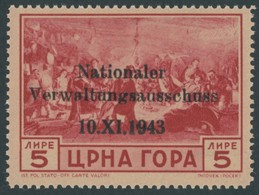 MONTENEGRO 14 **, 1943, 5 L. Nationaler Verwaltungsausschuss, Postfrisch, Pracht, Fotoattest Kleymann, Mi. (650.-) - German Occ.: Montenegro