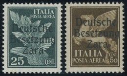 ZARA 23/4 **, 1943, 25 Und 50 C. Flugpost, Postfrisch, 2 Prachtwerte, Gepr. Kleyman, Mi. 60.- - Deutsche Bes.: Zara
