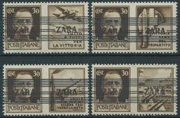 ZARA 36I-IV **, 1943, 30 C. + Propagandafelder, Aufdrucktype I, Postfrisch, 4 Prachtwerte, Fotobefund Kleyman, Mi. 220.- - German Occ.: Zara