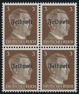 FELDPOSTMARKEN 17z VB **, 1945, 3 Pf. Ruhrkessel, Senkrechte Gummiriffelung, Im Viererblock, Postfrisch, Pracht, Mi. (28 - Besetzungen 1938-45