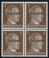 FELDPOSTMARKEN 17z VB **, 1945, 3 Pf. Ruhrkessel, Senkrechte Gummiriffelung, Im Viererblock, Postfrisch, Pracht, Mi. (28 - Occupation 1938-45