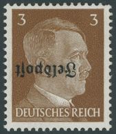 FELDPOSTMARKEN 17zK **, 1945, 3 Pf. Ruhrkessel, Kopfstehender Aufdruck, Senkrechte Gummiriffelung, Postfrisch, Ein Kurze - Besetzungen 1938-45