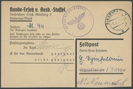 FELDPOST II. WK BELEGE 1943, Hundemusterungsbefehl Der Hunde-Ersatz-Staffel Aus BIESENTHAL, Pracht, R! - Besetzungen 1938-45