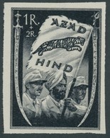 NATIONALES INDIEN VII Ba **, 1943, 1 R. + 2 R. Schwarz Inder Mit Fahne, Ungezähnt, Postfrisch, Pracht, R!, Fotoattest Zi - Occupazione 1938 – 45
