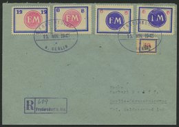 FREDERSDORF Sp124,57-60 BRIEF, 1945, 5 - 12 Pf., Rahmengröße 31x23 Mm, Kleine Wertziffern Mit 12 Pf. Zusatzfrankatur Auf - Correos Privados & Locales