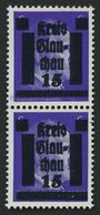 GLAUCHAU 5aDDIIIa Paar **, 1945, 15 Auf 6 Pf. Lebhaftblauviolett Doppelaufdruck Im Senkrechten Paar, Ein Wert Mit Abart  - Other & Unclassified
