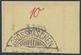 GROSSRÄSCHEN 6S BrfStk, 1946, 10 Pf. Gebührenmarke Aus Streifen Auf Briefstück, Stempeldatum Nicht Lesbar, Pracht, Mi. 4 - Correos Privados & Locales